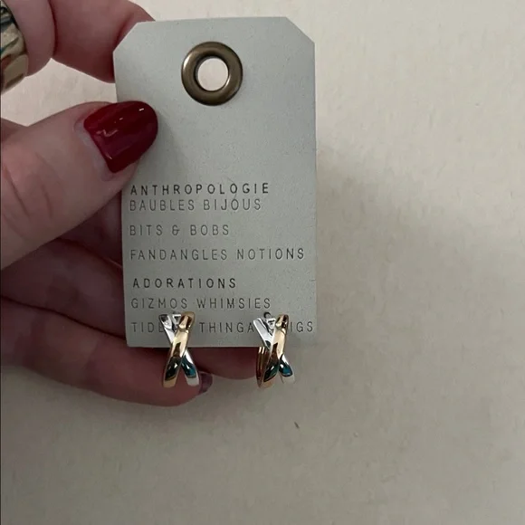 Anthropologie Gold and Silver Hoop Earrings - Picture 2 of 3
